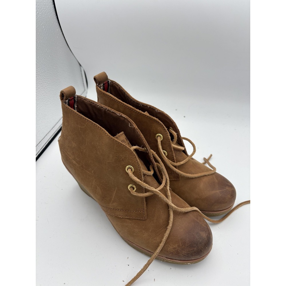 Sperry Boots Womens Size 7 Brown Leather Chukka Wedge Ankle Booties STS90493